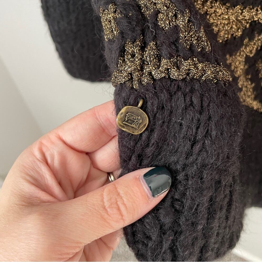 NWT Scotch & Soda Black/Red Gold Metallic Button Front Cardigan Sweater | XL - Picture 4 of 5